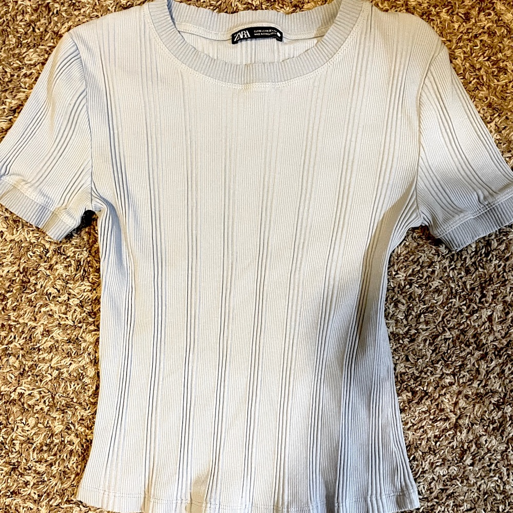 New Zara light blue detailed top